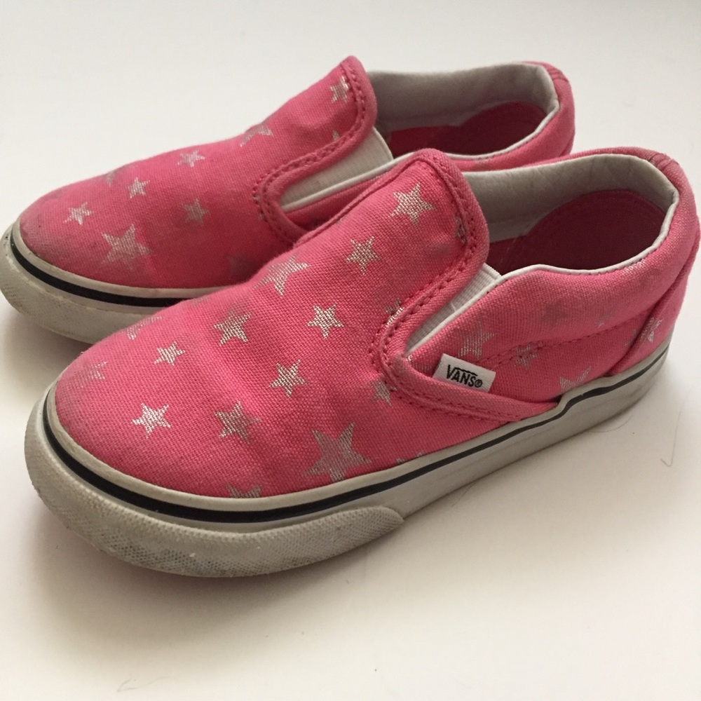 Vans Pink Star Slip-Ons Girls Size 8.5